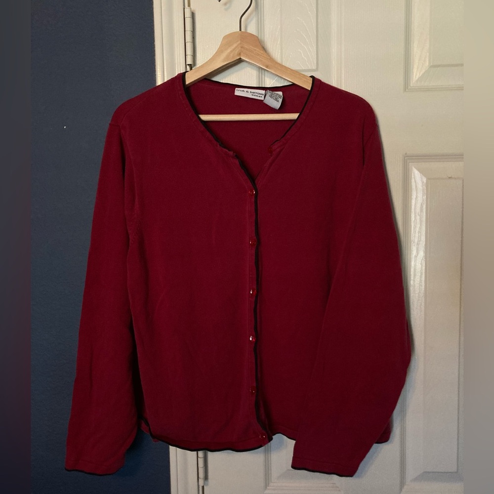 Red Button-Up Cardigan